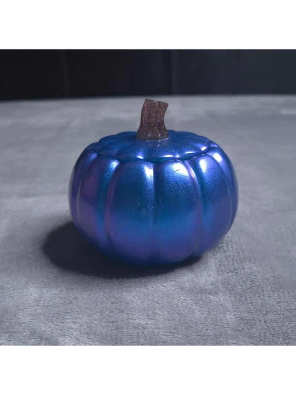 Handmade Iridescent Pumpkin-Shaped Trinket Box Glitter Stem Decorative Storage